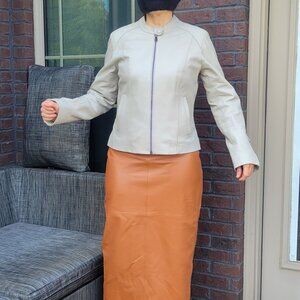 BOD & CHRISTENSEN Baby Breath Light Grey Leather Bomber Medium